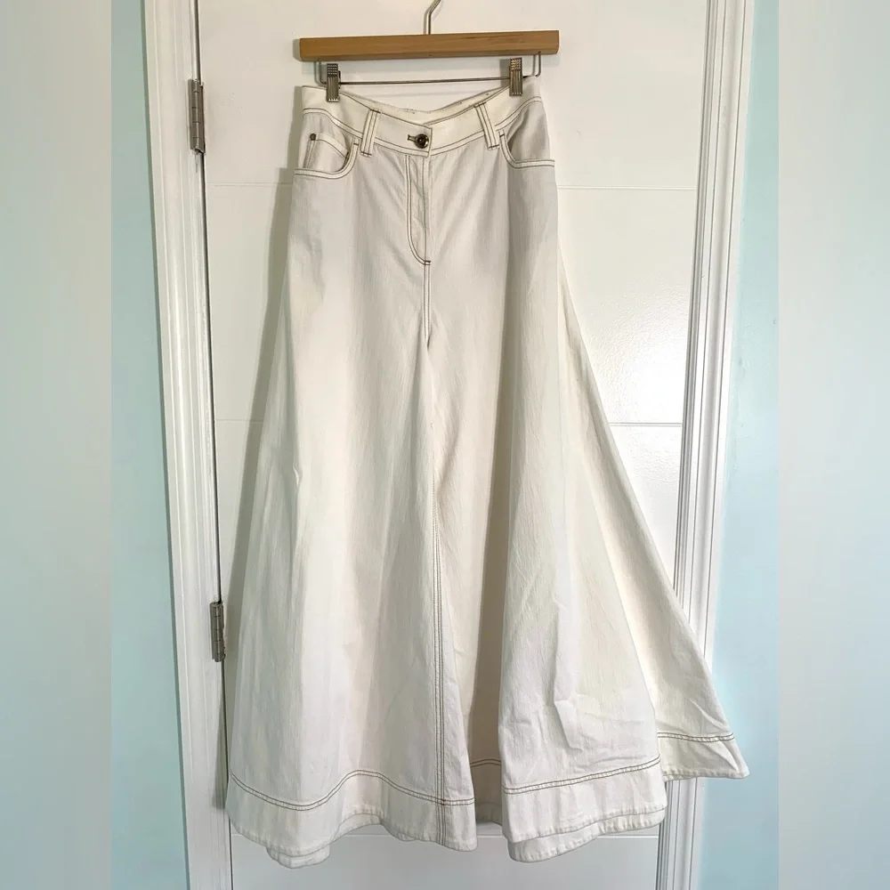 Brunello Cucinelli Womens Pants Wide Leg palazzo Jeans Culottes size 26 - Picture 4 of 14